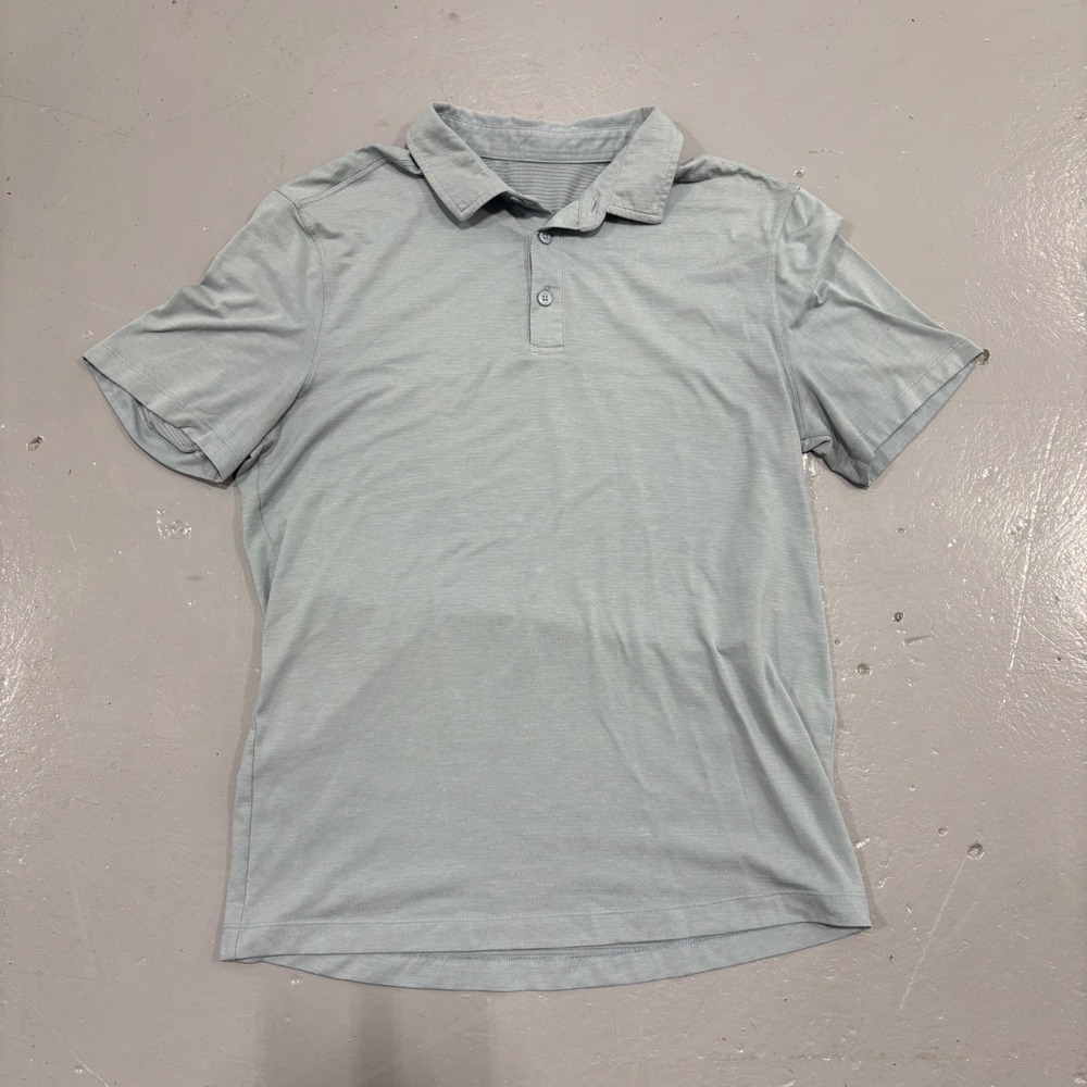 Lululemon Evolution Polo Shirt Mens Small Light Sage Green Heathered Golf Top